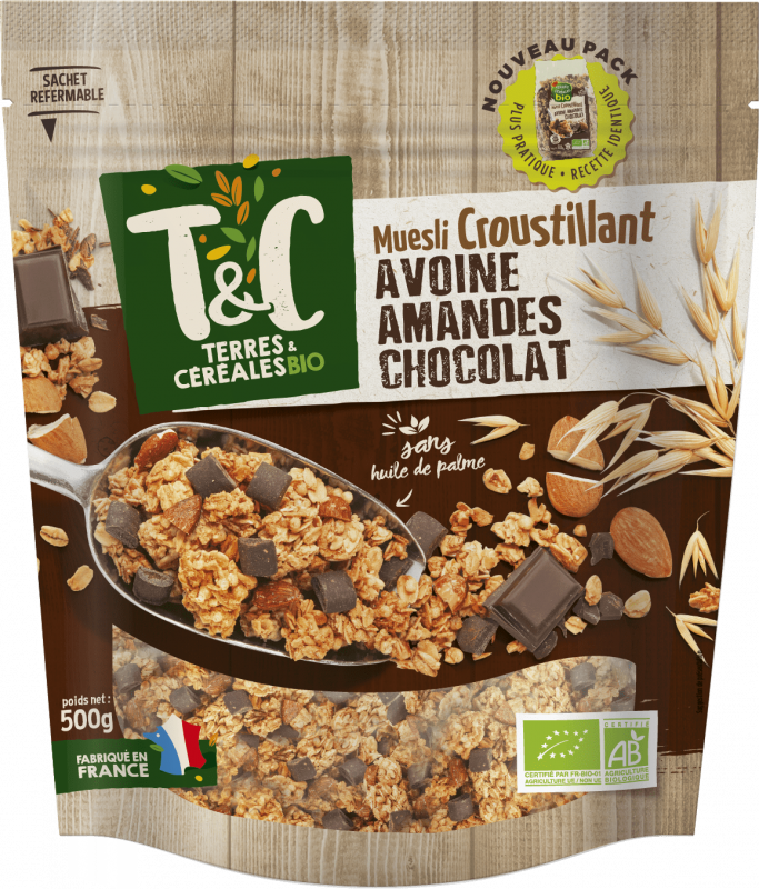 Muesli Croustillant Avoine Amandes Chocolat - 500g