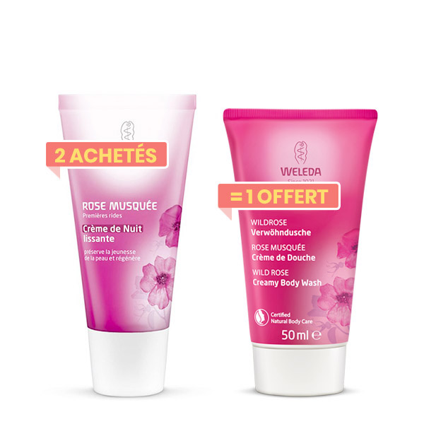 Lot de 2 x Crème Nuit Rose 30ml + 1 douche rose 50ml offerte