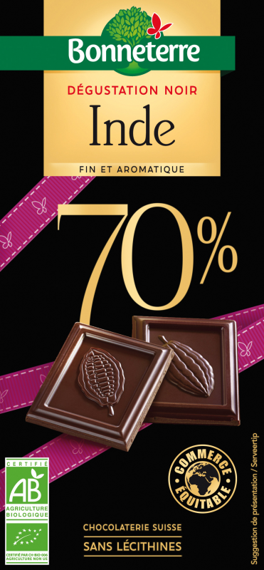 Chocolat Degustation Noir origine Inde 70% - 80g