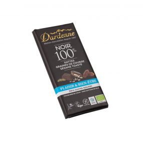 Tablette Noir 100% Cacao Dattes, Graines de Courge et Sésame