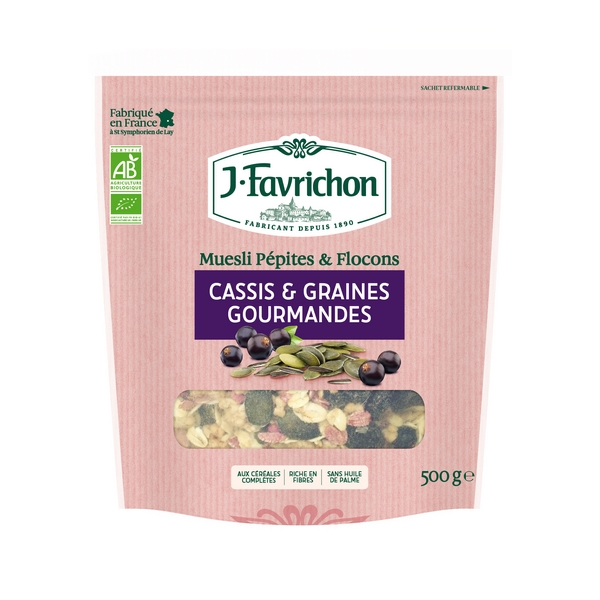 MUESLI BIO PÉPITES & FLOCONS : CASSIS & GRAINES GOURMANDES - 500G